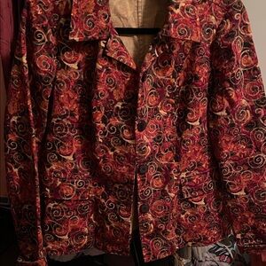 Christopher & Banks Red and Black Swirl Blazer